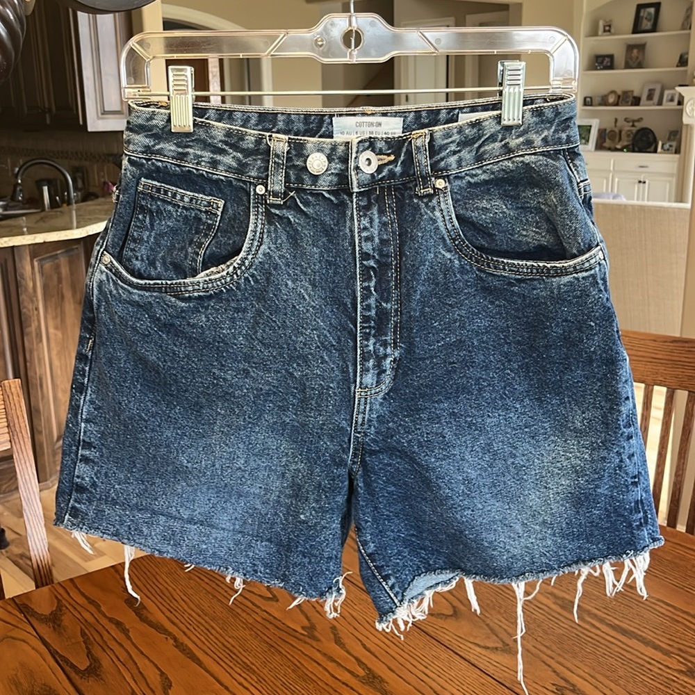 Cotton On High Rise Straight Bermuda Jean Shorts